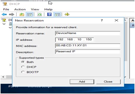 how to make ip reservation in dhcp